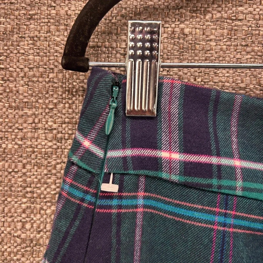 Crown Any Ivy‎ Wool Plaid Mini Skirt Green 8